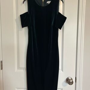 Calvin Klein Black Velvet Long Sleeve Dress